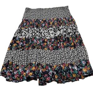 Patchwork Skirt‎ Womens OS Mixed Floral Boho Broomstick Festival Gypsy Crinkle